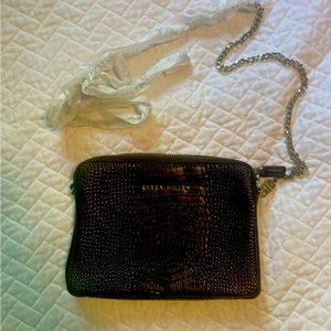BNWOT Stunning Karen Millen Crocodile Leather Cross-Body Bag, Chain-Link Strap